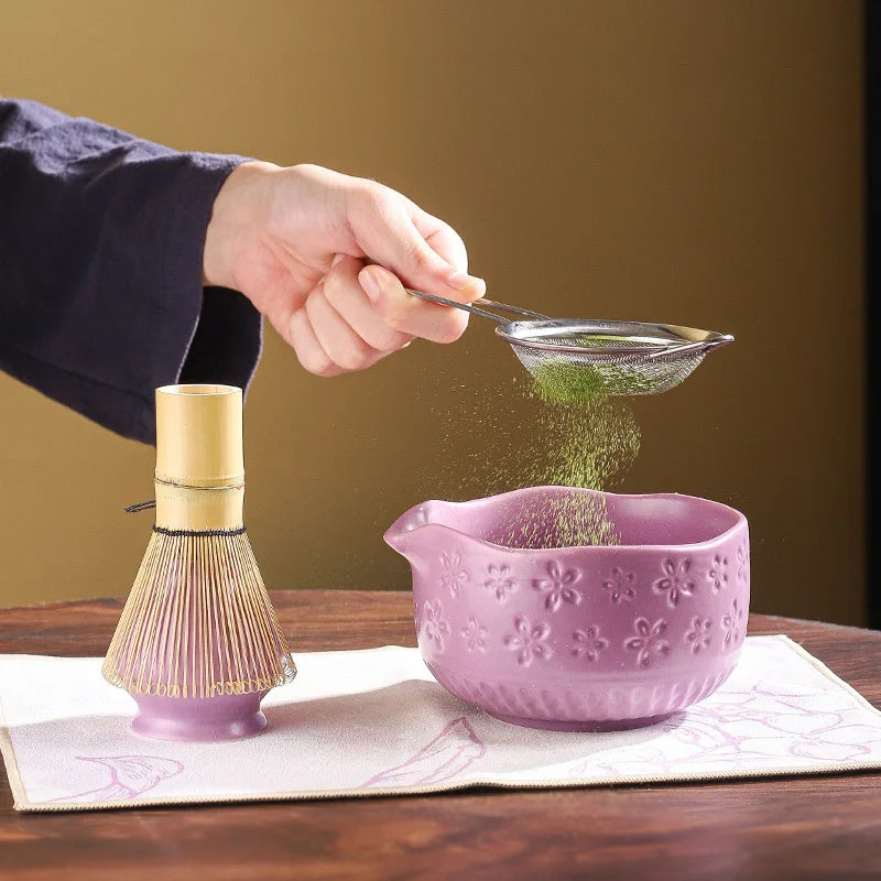 Matcha set – 7-piece starter kit – Embossed ceramic bowl – Luxury gift box for tea lovers 2