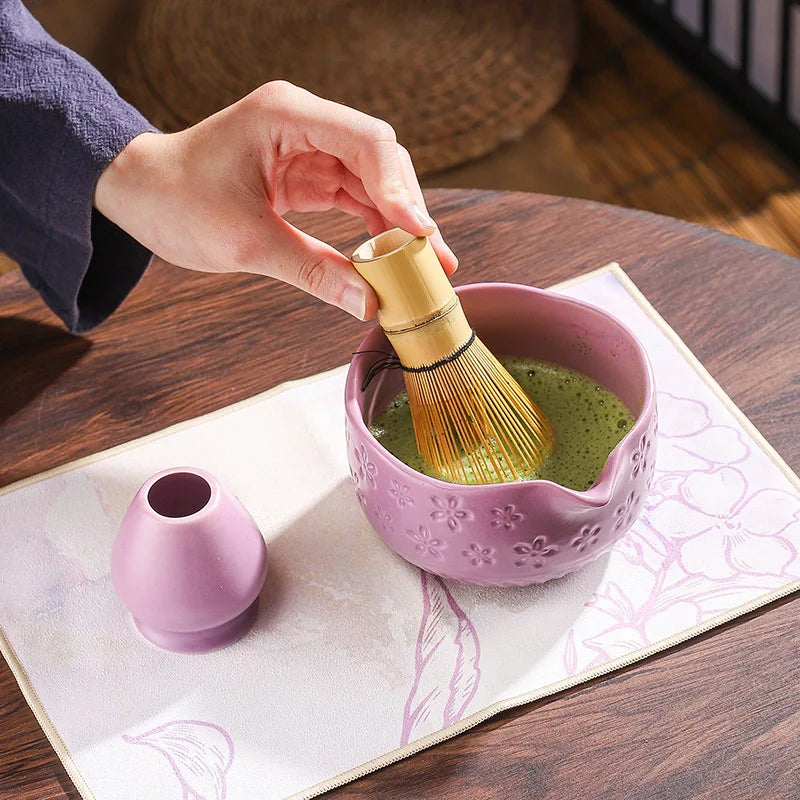 Matcha set – 7-piece starter kit – Embossed ceramic bowl – Luxury gift box for tea lovers 3