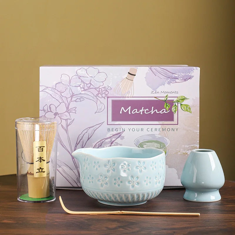 Matcha set – 7-piece starter kit – Embossed ceramic bowl – Luxury gift box for tea lovers 8