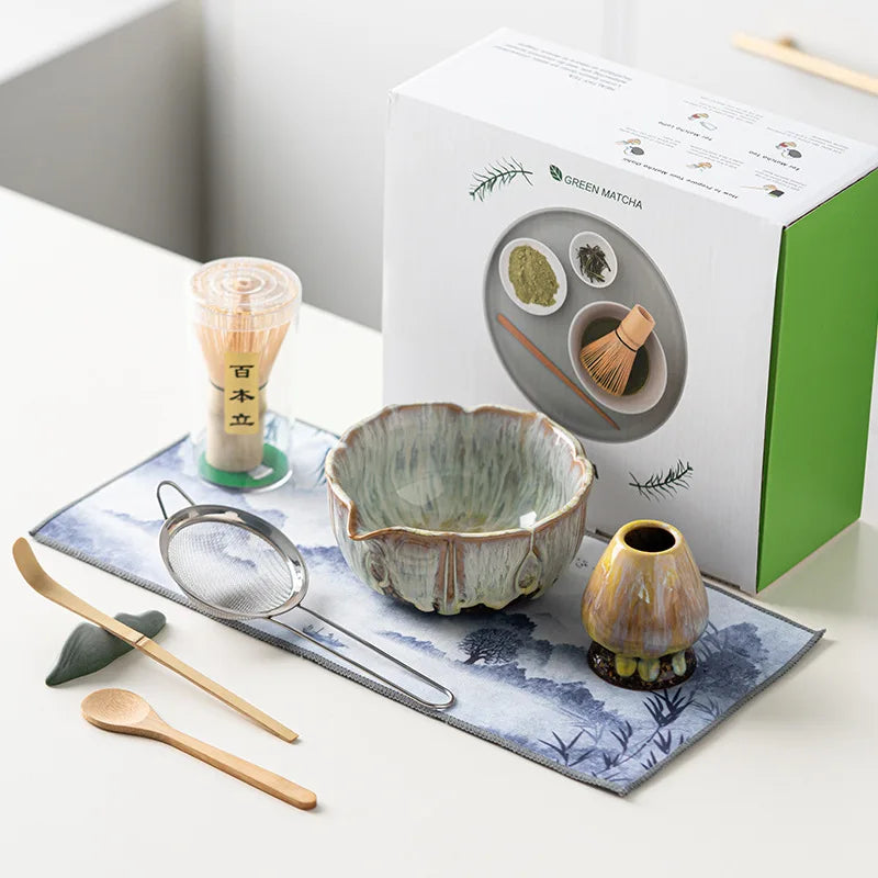 Matcha set – 8-piece glazed ceramic kit – Handcrafted tools – Elegant gift box for tea ceremonies 3