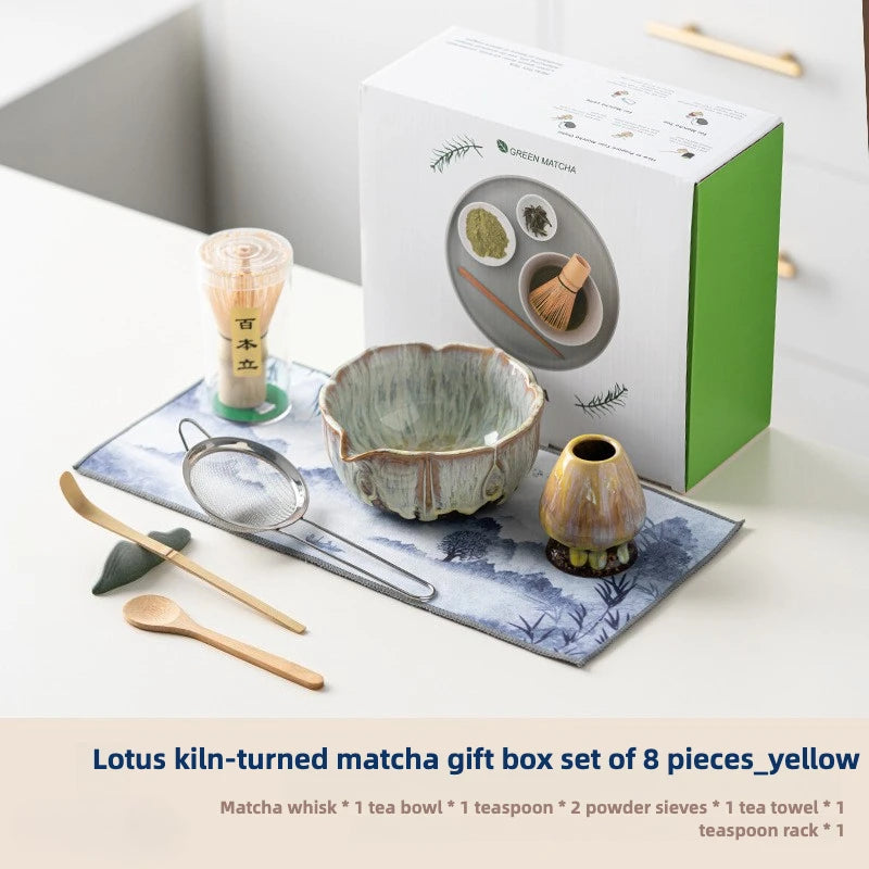 Matcha set – 8-piece glazed ceramic kit – Handcrafted tools – Elegant gift box for tea ceremonies 8