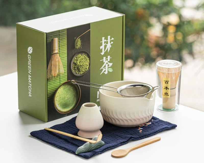 Matcha set – Handcrafted glazed bowl – Bamboo whisk – Japanese tea ceremony starter kit 6