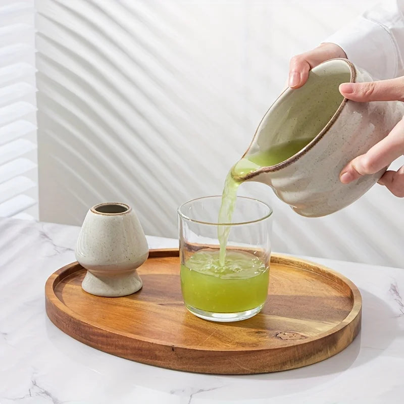 Matcha set – Kiln-transformed grey ceramic – Includes bowl with spout and blender stand – Perfect gift for tea lovers 1