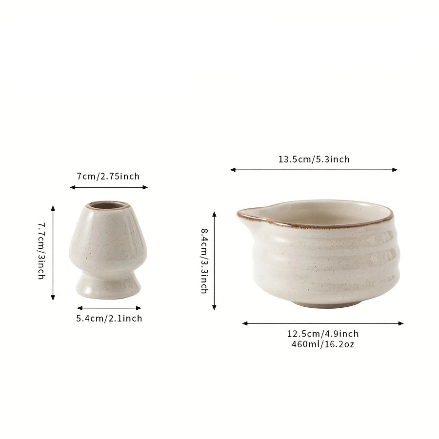 Matcha set – Kiln-transformed grey ceramic – Includes bowl with spout and blender stand – Perfect gift for tea lovers 2