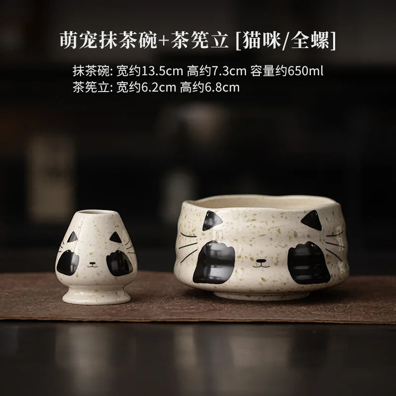 Matcha tea set – Ceramic and bamboo – Cute animal design – Complete whisk and bowl kit for tea ceremonies 12