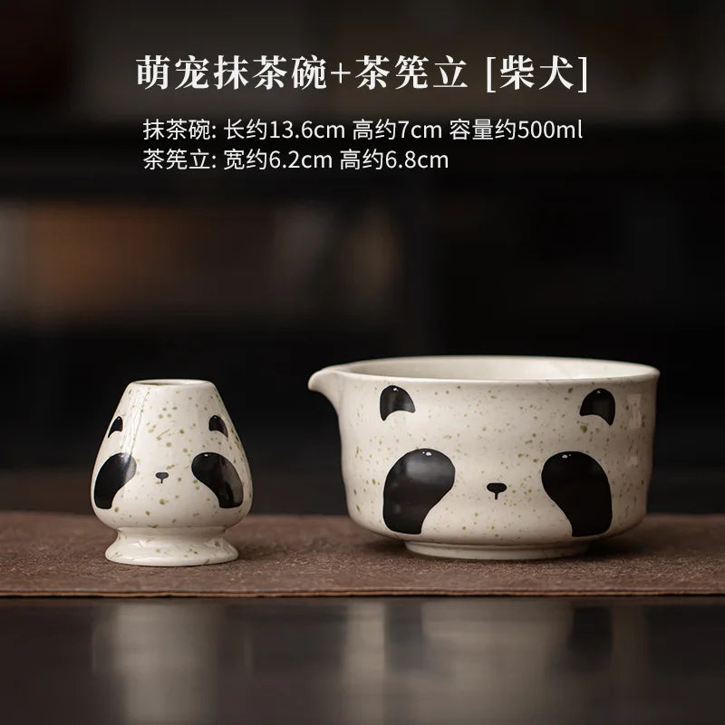 Matcha tea set – Ceramic and bamboo – Cute animal design – Complete whisk and bowl kit for tea ceremonies 13