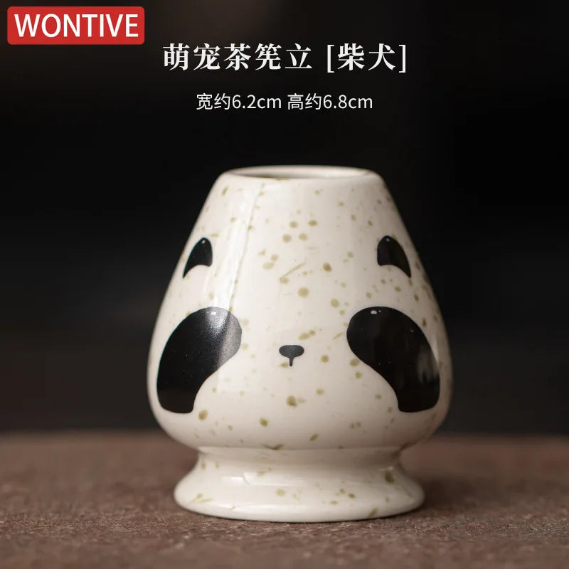 Matcha tea set – Ceramic and bamboo – Cute animal design – Complete whisk and bowl kit for tea ceremonies 4
