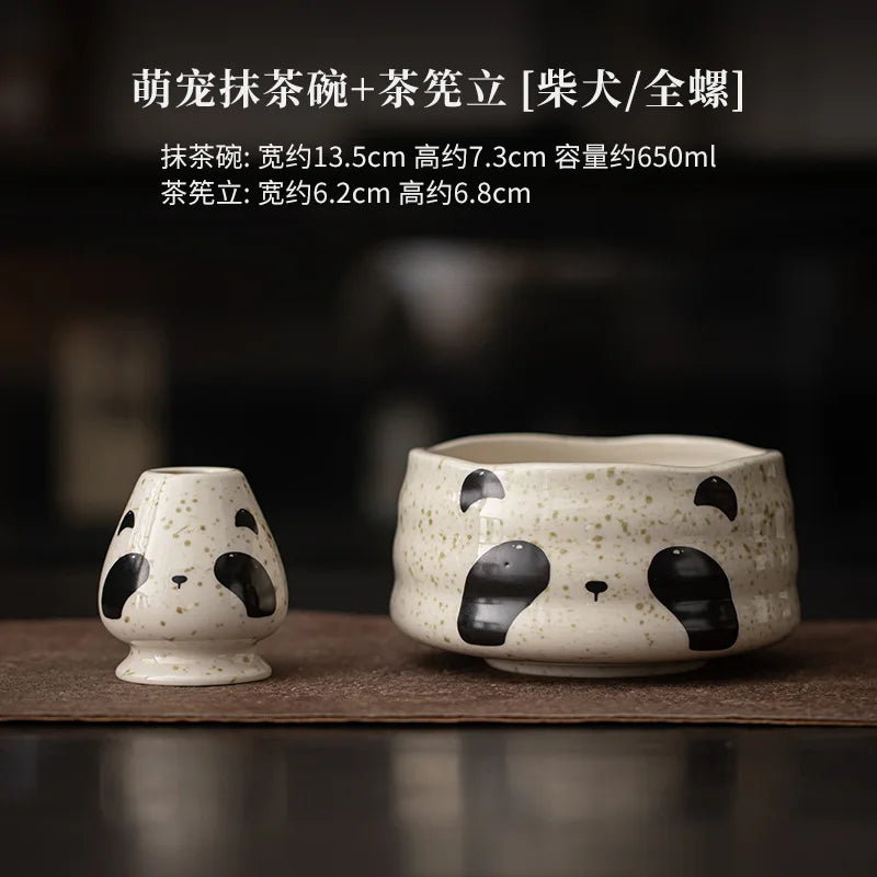 Matcha tea set – Ceramic and bamboo – Cute animal design – Complete whisk and bowl kit for tea ceremonies 9