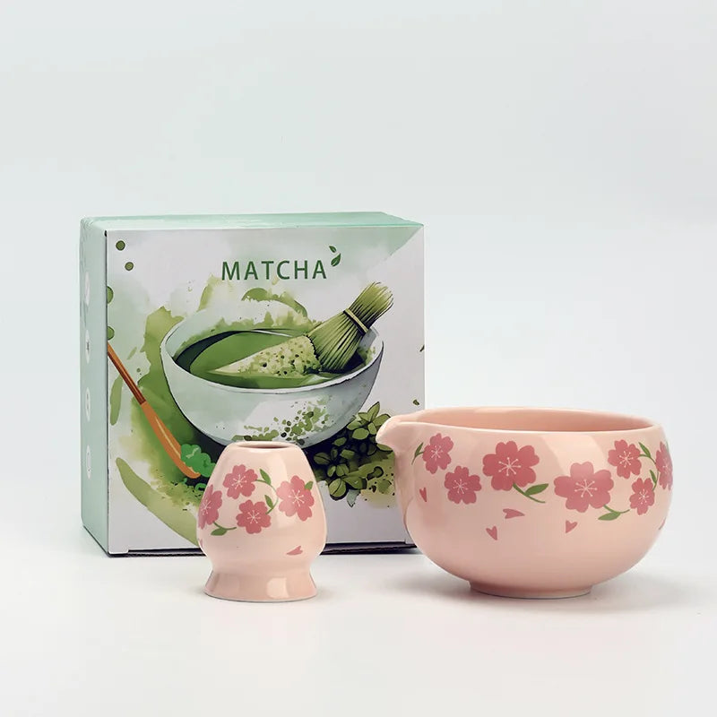 Matcha tea set – Pink ceramic bowl – Bamboo whisk – Beginner-friendly matcha preparation kit 2
