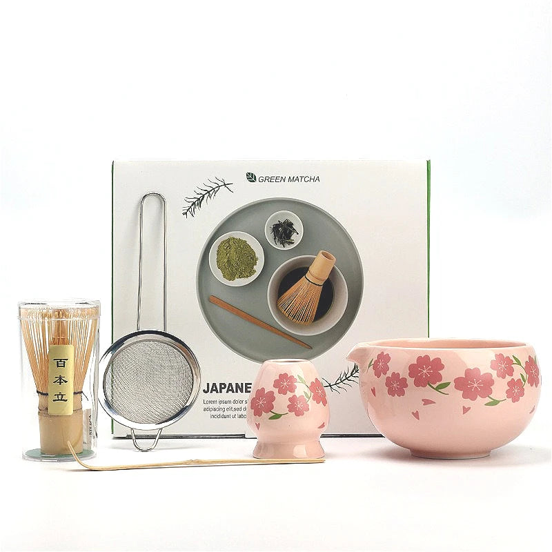 Matcha tea set – Pink ceramic bowl – Bamboo whisk – Beginner-friendly matcha preparation kit 5