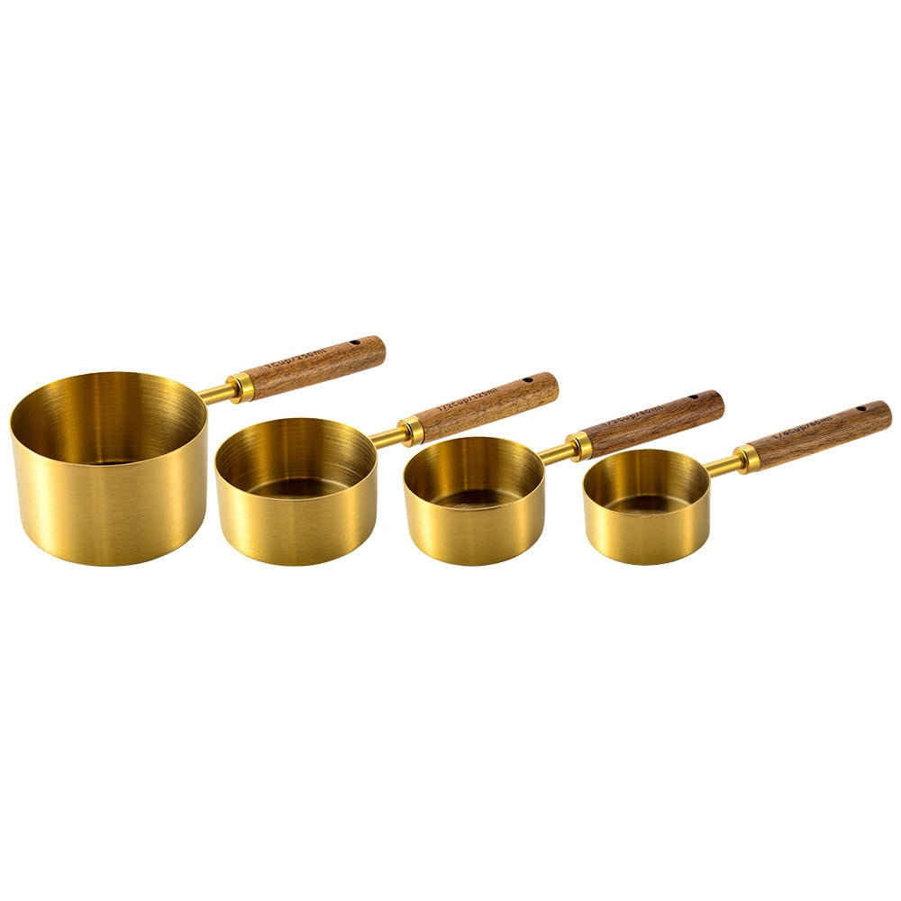 Measuring spoons set – Stainless steel and wood – Ergonomic design – Best measuring spoons for precise cooking 0