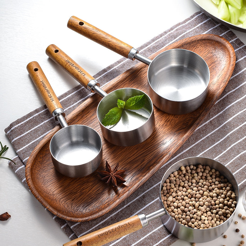 Measuring spoons set – Stainless steel and wood – Ergonomic design – Best measuring spoons for precise cooking 3