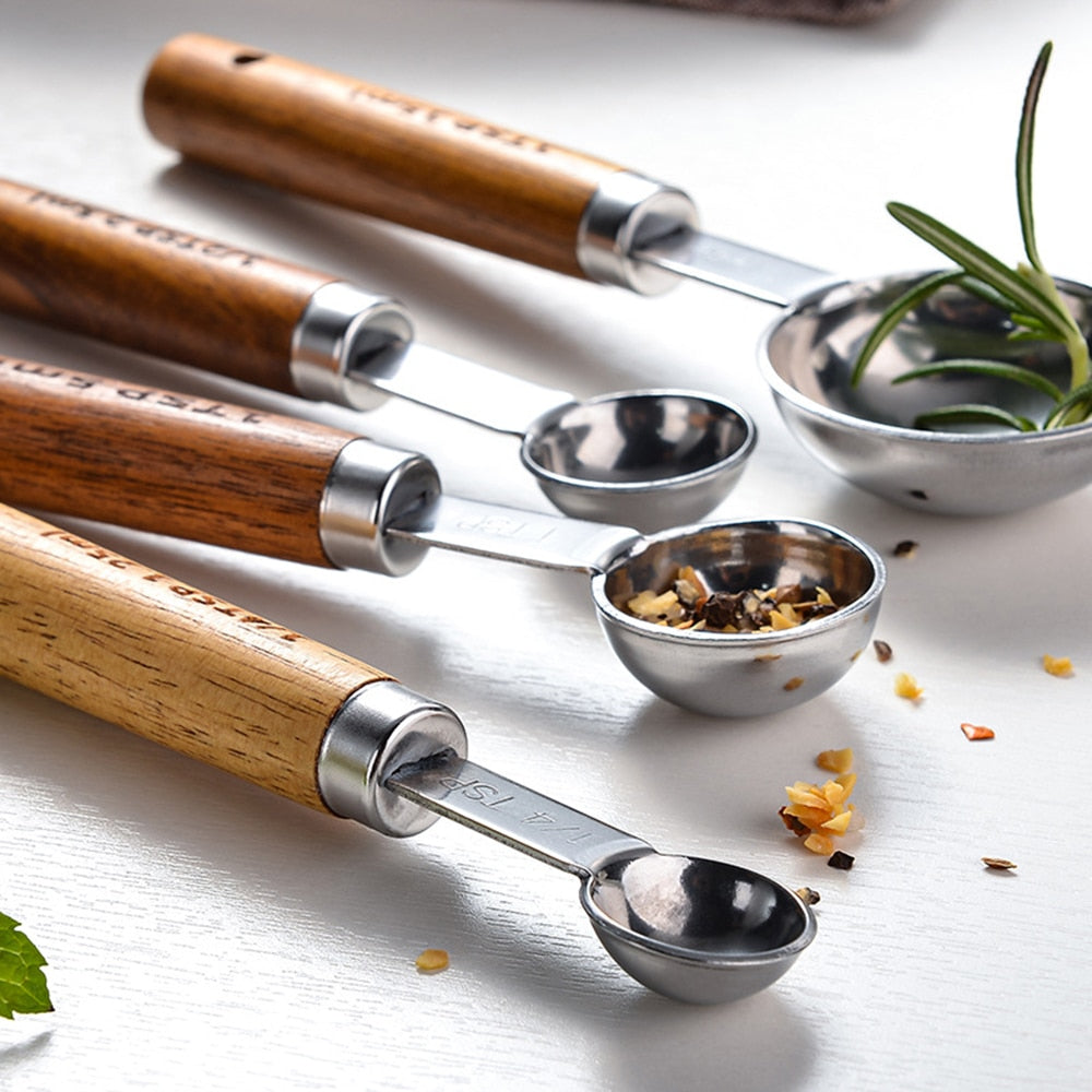 Measuring spoons set – Stainless steel and wood – Ergonomic design – Best measuring spoons for precise cooking 6