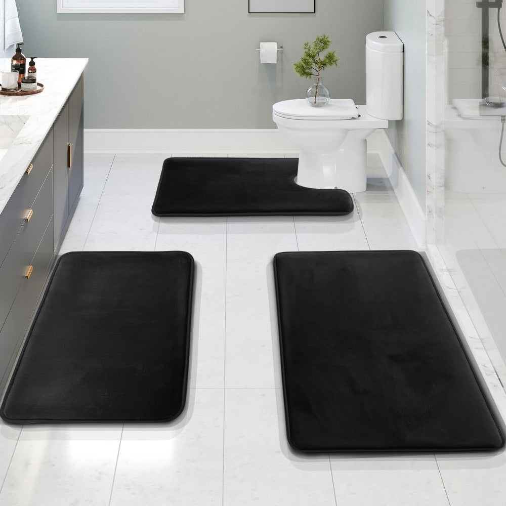 Memory foam bath mat set – Soft and absorbent – 3-piece for bathroom spa experience 2