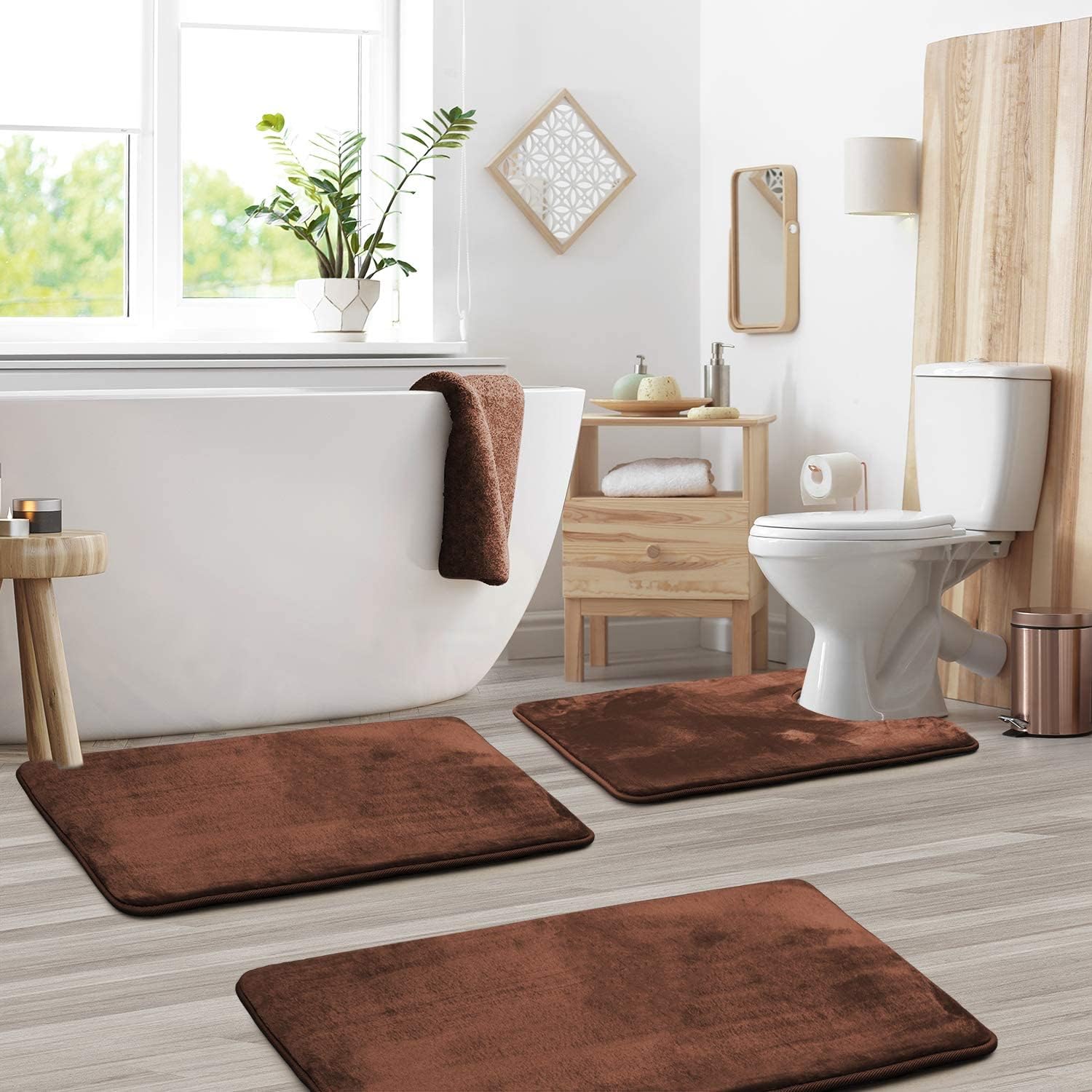 Memory foam bath mat set – Soft and absorbent – 3-piece for bathroom spa experience 3