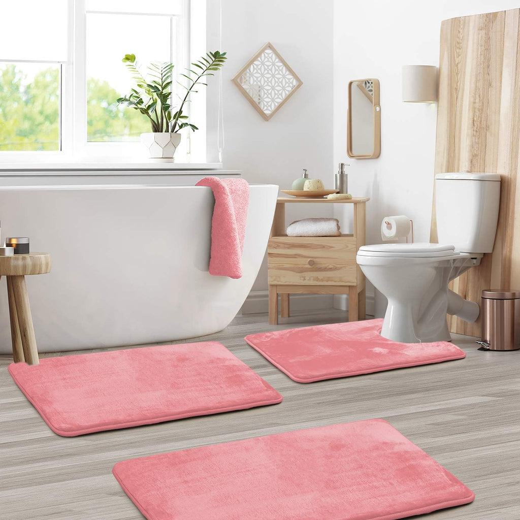 Memory foam bath mat set – Soft and absorbent – 3-piece for bathroom spa experience 4