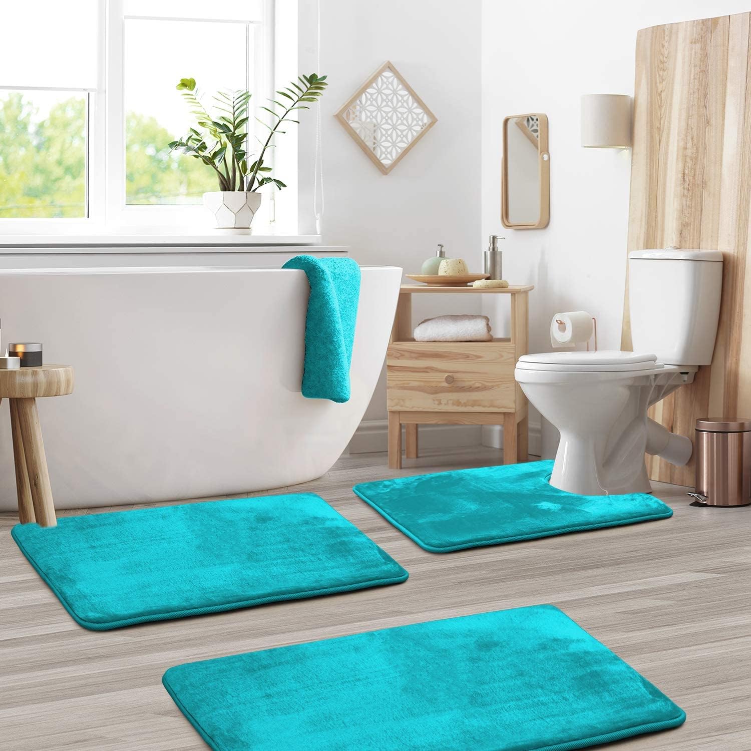 Memory foam bath mat set – Soft and absorbent – 3-piece for bathroom spa experience 5