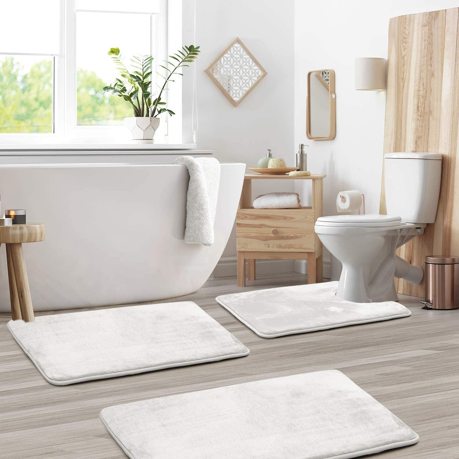 Memory foam bath mat set – Soft and absorbent – 3-piece for bathroom spa experience 6