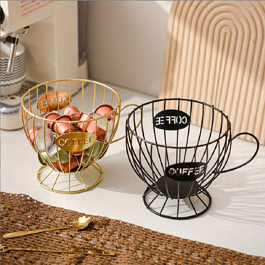 Metal coffee pod holder basket – Stylish wire design – Cozy countertop accent – 7.5 x 5.5 in 2