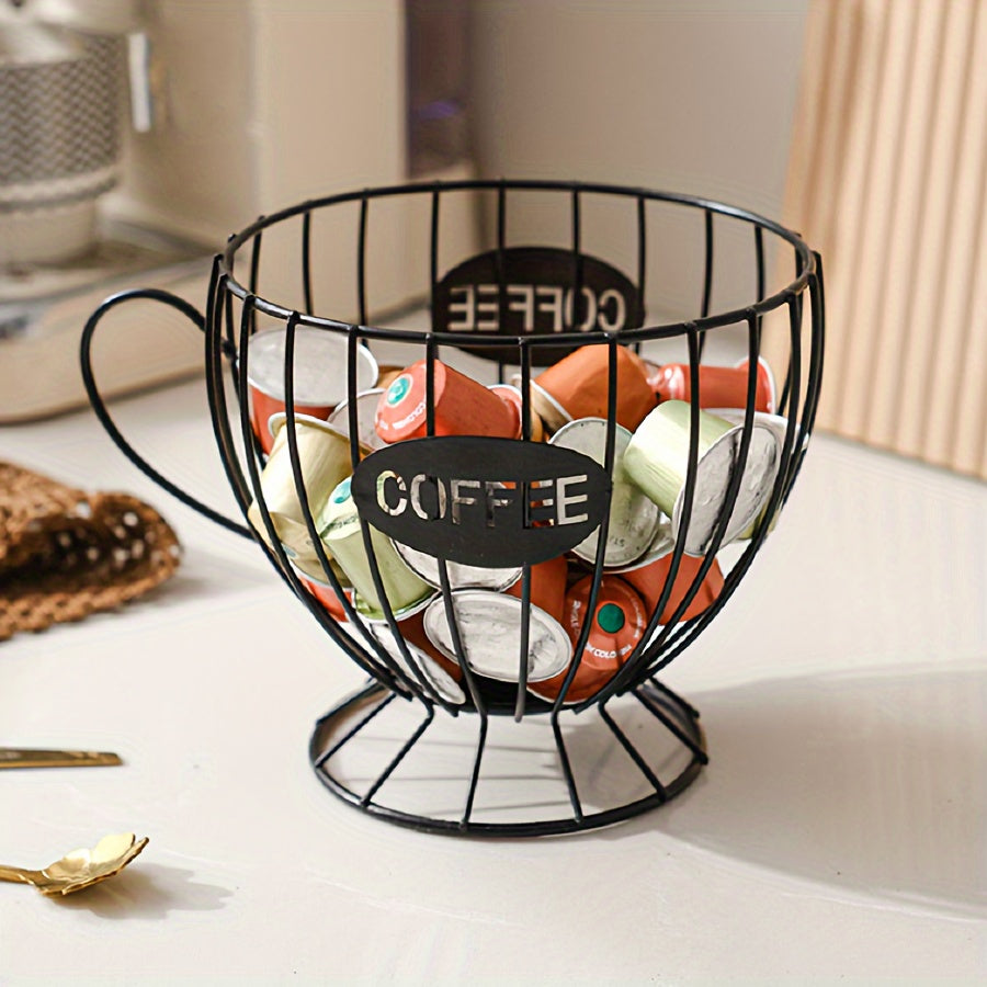 Metal coffee pod holder basket – Stylish wire design – Cozy countertop accent – 7.5 x 5.5 in 3