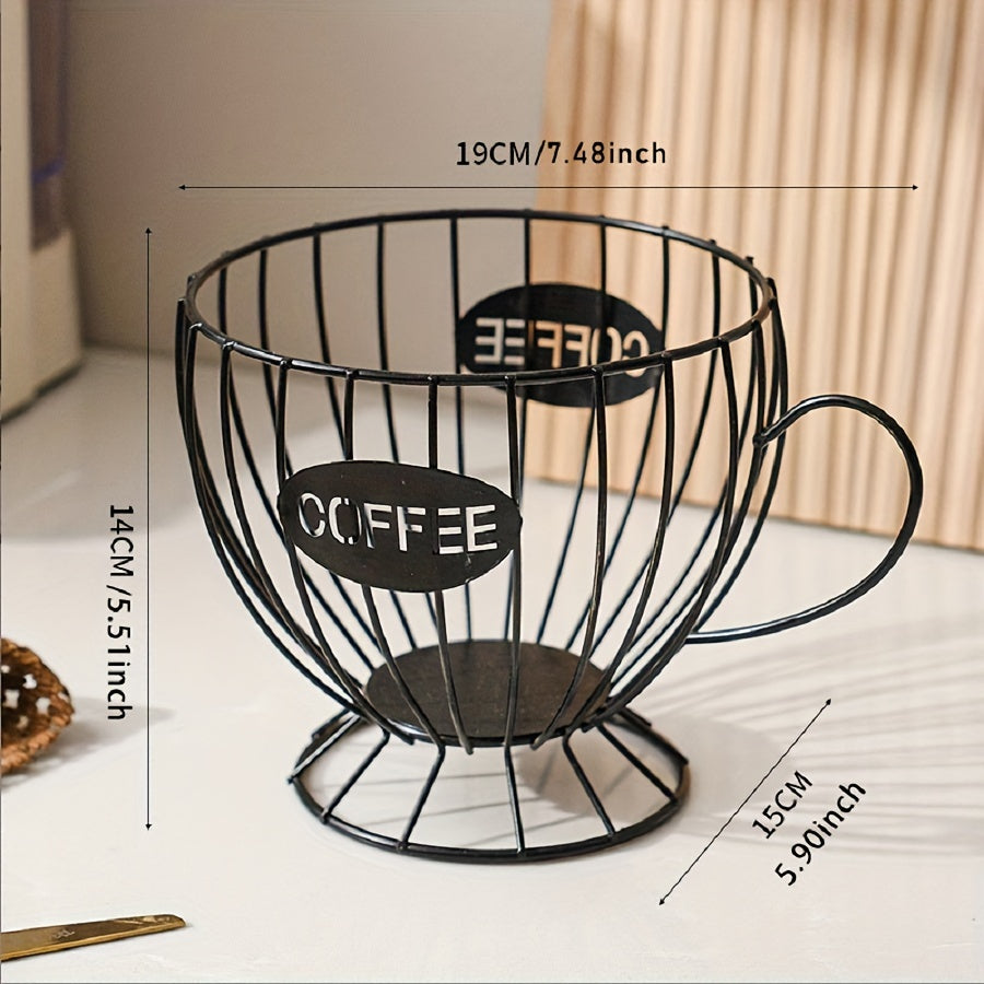 Metal coffee pod holder basket – Stylish wire design – Cozy countertop accent – 7.5 x 5.5 in 4