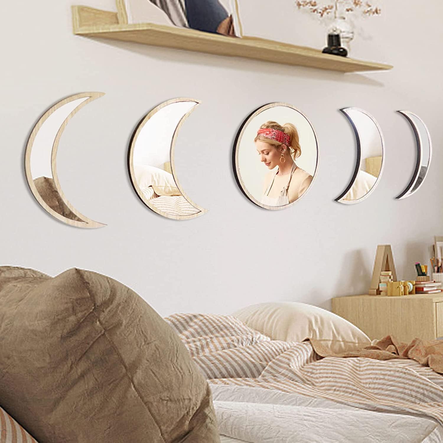 Mirror set – Premium acrylic – Black boho chic design – Easy peel-and-stick installation – Celestial home decor 7
