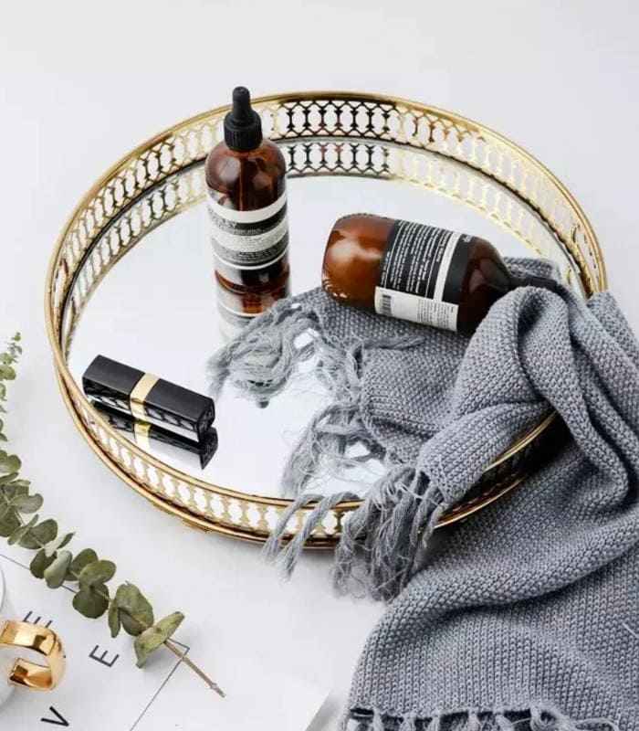 Mirror tray – Gold mirrored design – Elegant home decor – Versatile for vanity or display – Available in multiple sizes 2