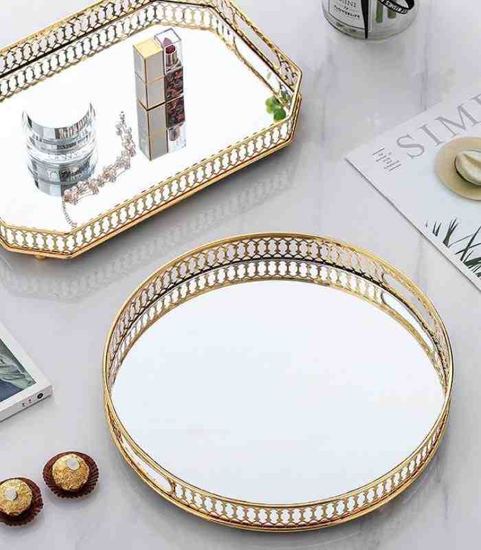 Mirror tray – Gold mirrored design – Elegant home decor – Versatile for vanity or display – Available in multiple sizes 7