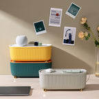 Sleek modern cable management storage box in minimalist design, made of durable plastic. Features a clean, white finish with a top lid for easy access 3