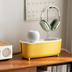 Sleek white plastic cable management storage box with a minimalist design, featuring a sliding lid and ample space for organizing cords and chargers, perfect for decl 6