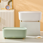 Sleek modern cable management storage box in white plastic, featuring a minimalist design. Ideal for organizing cords and cables, it keeps your space tidy while 7