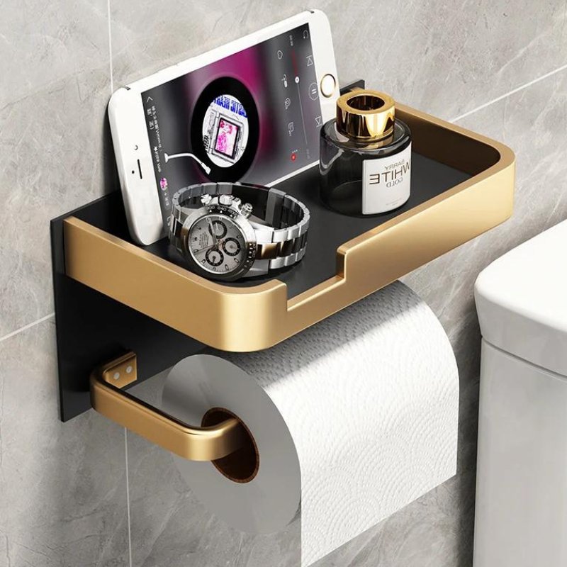 Modern Metal Toilet Paper Holder Stand in Polished Silver Finish 1