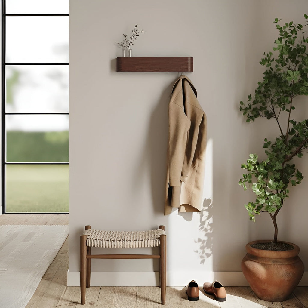 Modern Wooden Wall Mounted Coat Rack with Sturdy Hooks Ð Stylish Storage Solution for Hallways 2
