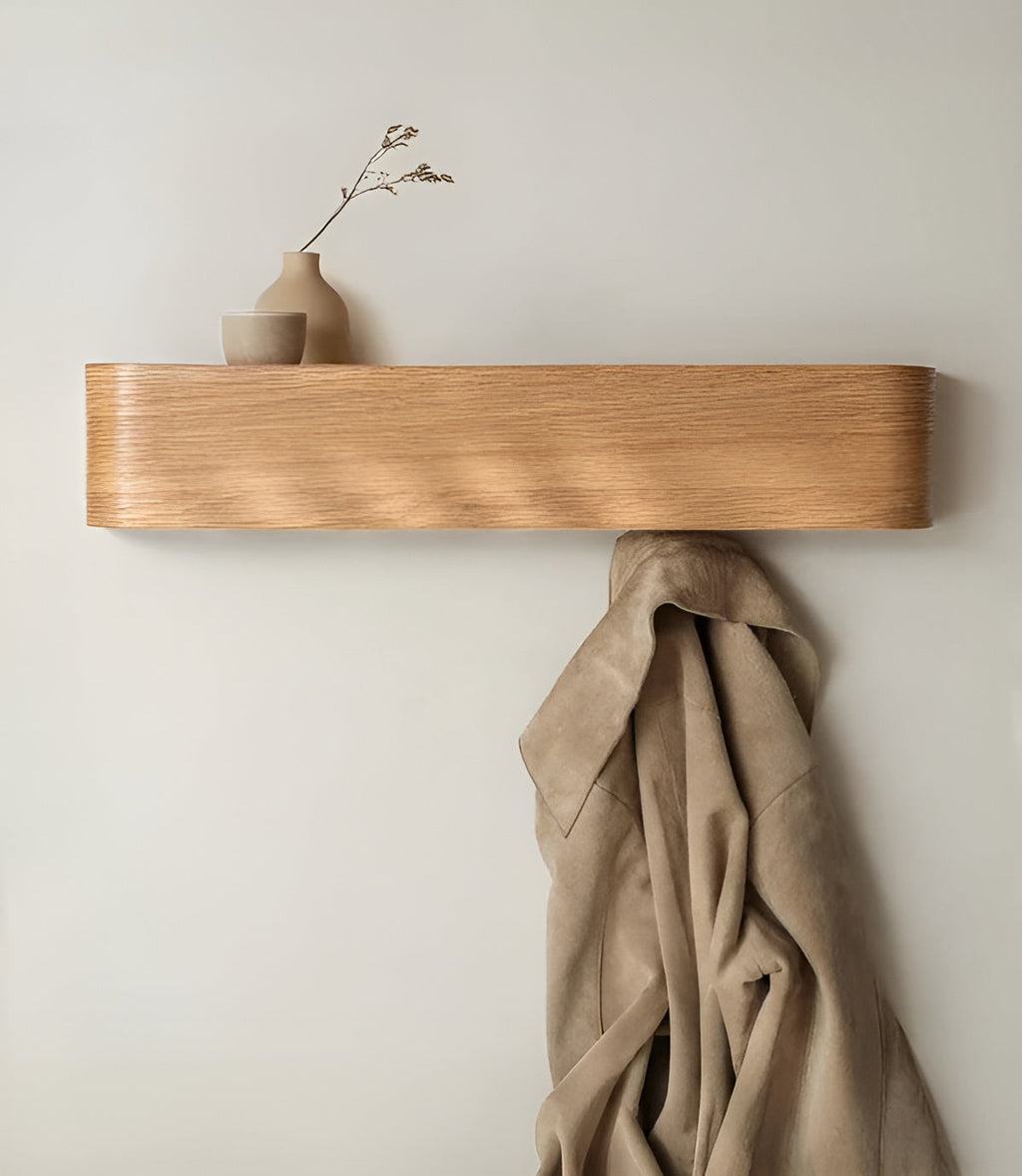 Modern Wooden Wall Mounted Coat Rack with Sturdy Hooks Ð Stylish Storage Solution for Hallways 3