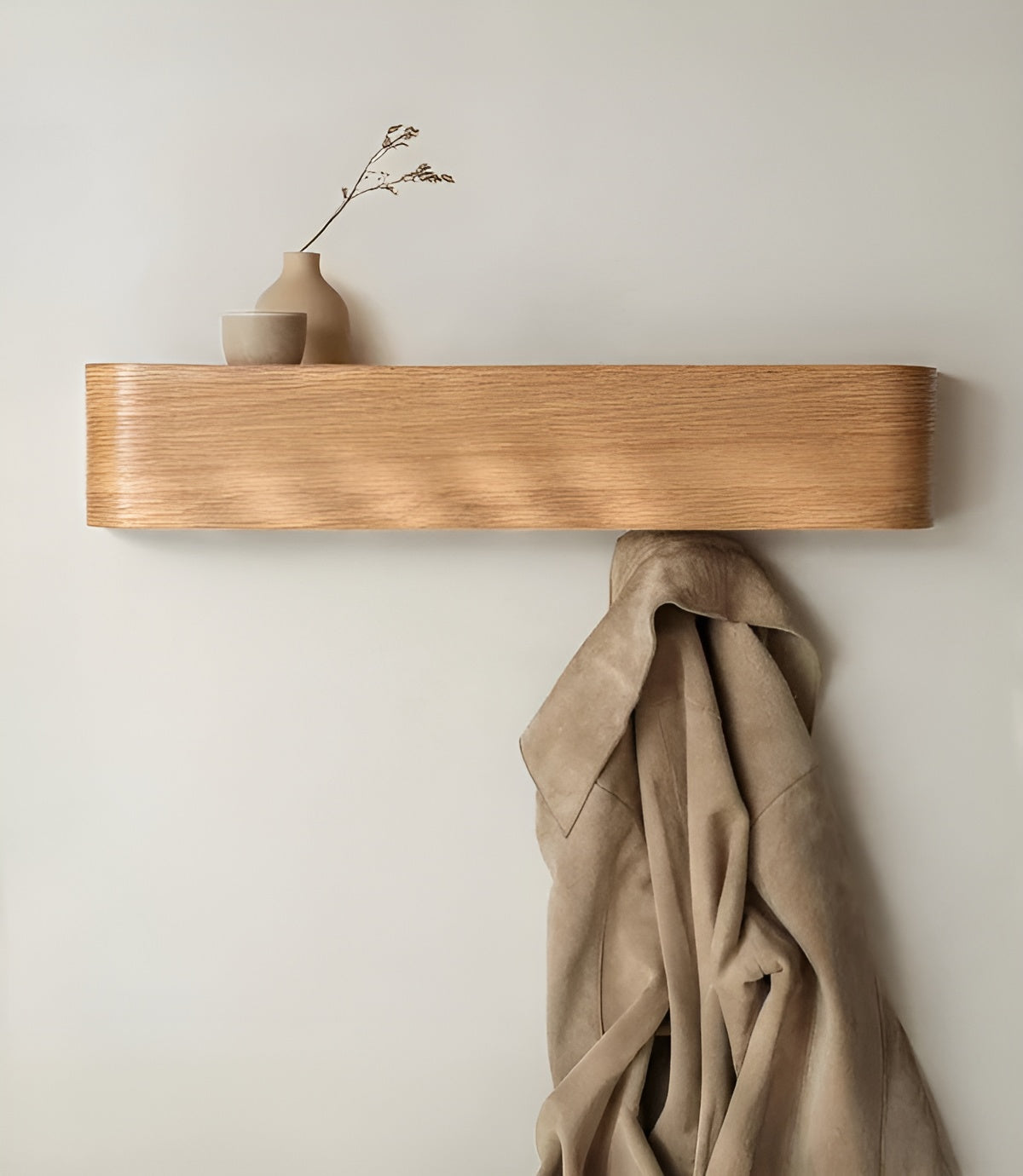 Modern Wooden Wall Mounted Coat Rack with Sturdy Hooks Ð Stylish Storage Solution for Hallways 3