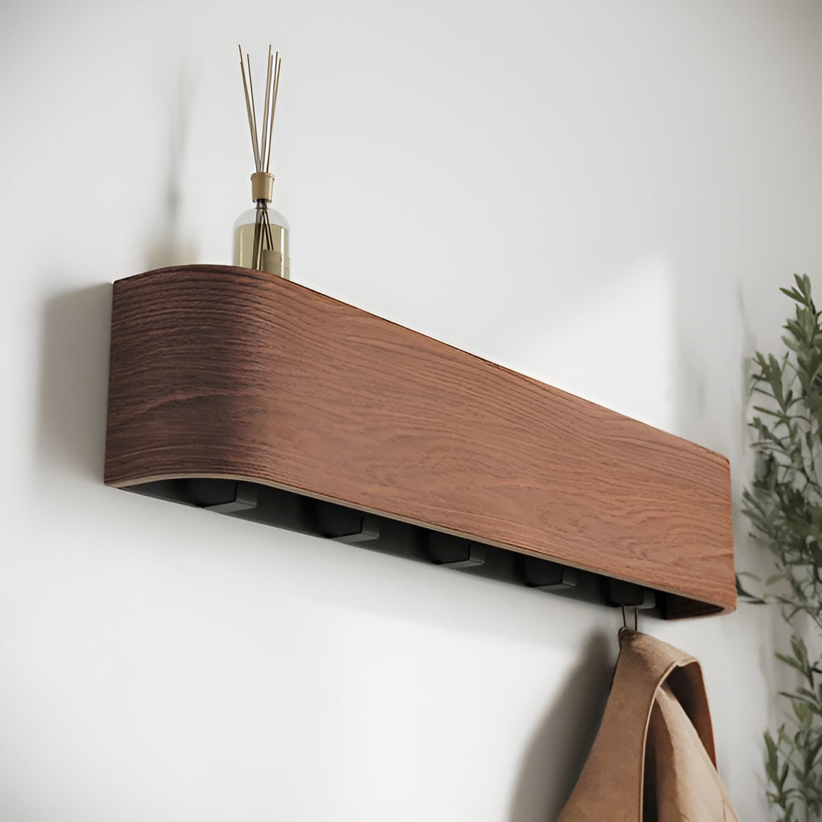 Modern Wooden Wall Mounted Coat Rack with Sturdy Hooks Ð Stylish Storage Solution for Hallways 5