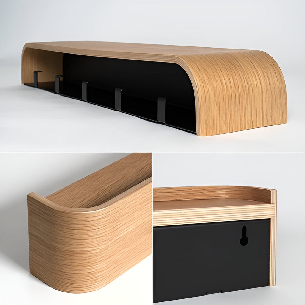 Modern Wooden Wall Mounted Coat Rack with Sturdy Hooks Ð Stylish Storage Solution for Hallways 7