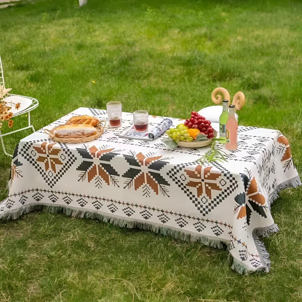 Moroccan Boho Pattern Picnic Mat – Durable Microfiber Cotton Blanket for Outdoor Picnics and Indoor Use 3
