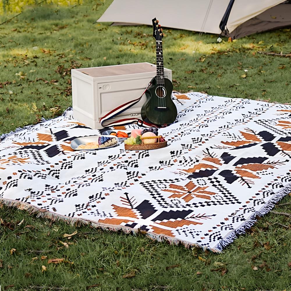 Moroccan Boho Pattern Picnic Mat – Durable Microfiber Cotton Blanket for Outdoor Picnics and Indoor Use 4