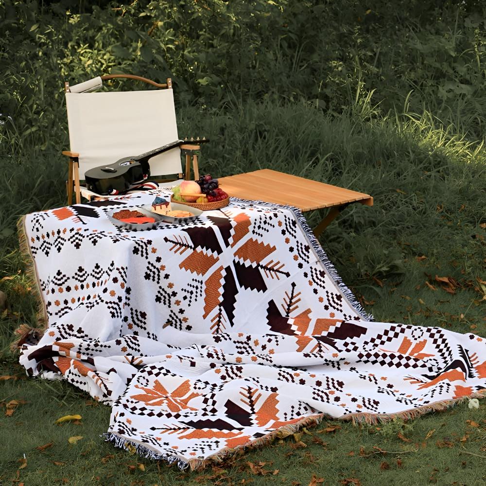 Moroccan Boho Pattern Picnic Mat – Durable Microfiber Cotton Blanket for Outdoor Picnics and Indoor Use 5