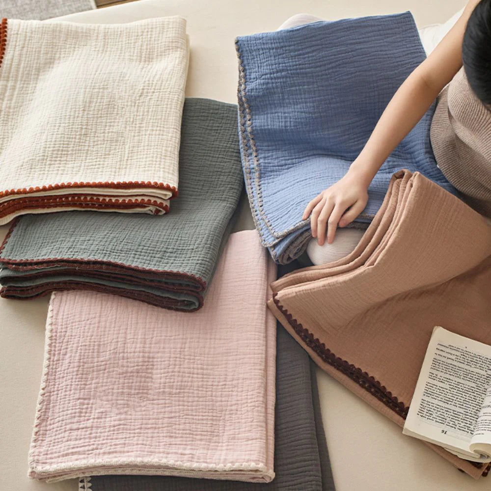 Muslin blanket – Lightweight cotton – Naturally crinkled texture – Versatile for all seasons 6