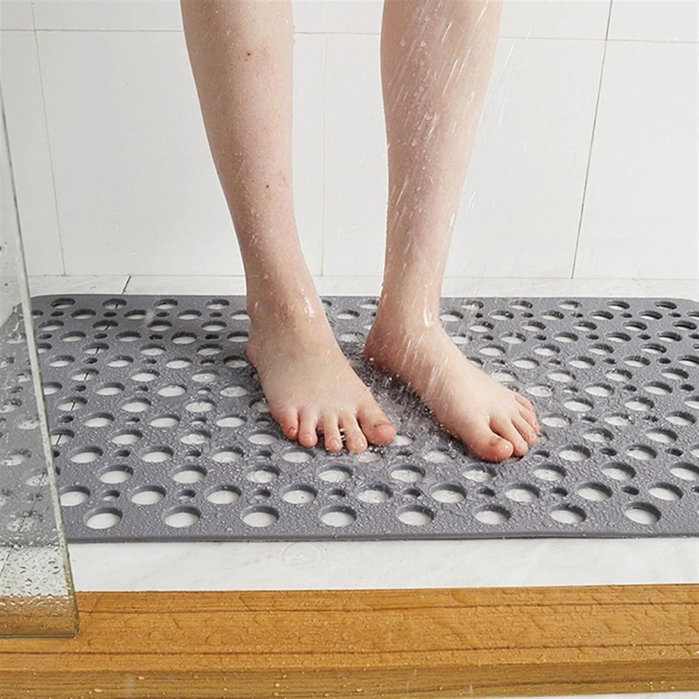 Non-Slip Antibacterial Shower Mat with Suction Cups for Safety – 27.5 x 15.5 Inch Transparent Bath Mat 1