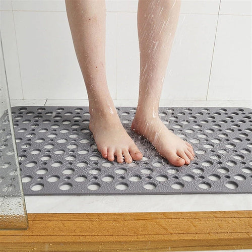 Non-Slip Antibacterial Shower Mat with Suction Cups for Safety – 27.5 x 15.5 Inch Transparent Bath Mat 1