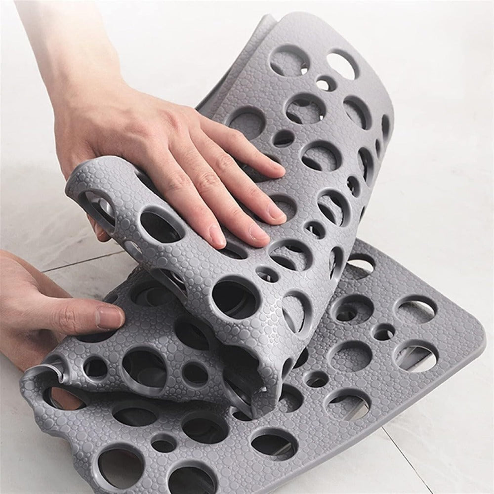 Non-Slip Antibacterial Shower Mat with Suction Cups for Safety – 27.5 x 15.5 Inch Transparent Bath Mat 5