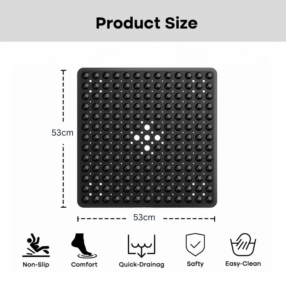 Non-Slip Bath Mat with Quick Drainage – Square PVC Shower Mat for Safety and Style, Ideal for Home and Travel 4