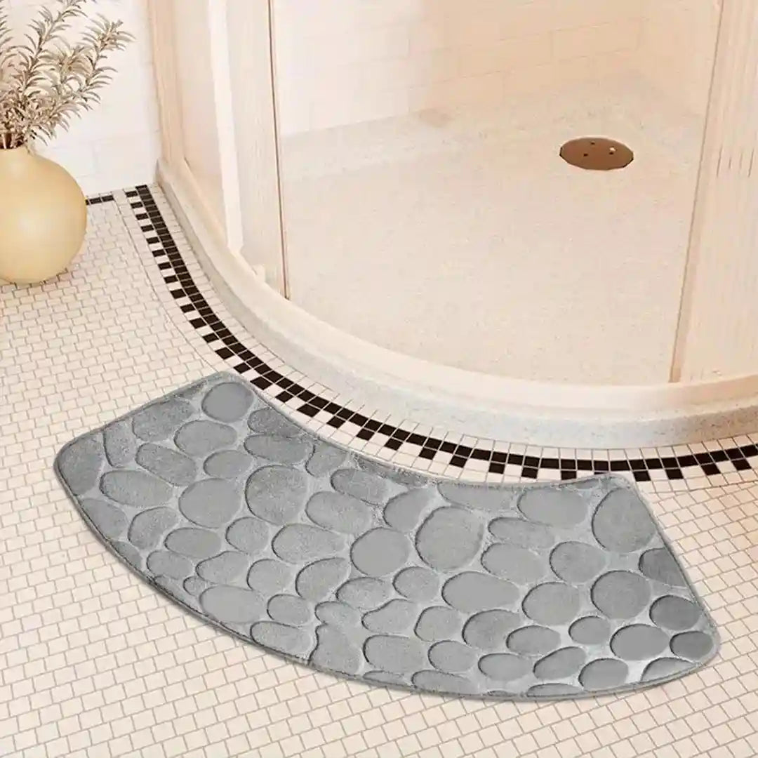 Non-slip bath mat – Soft flannel – Curved design – Super absorbent for modern bathrooms 4