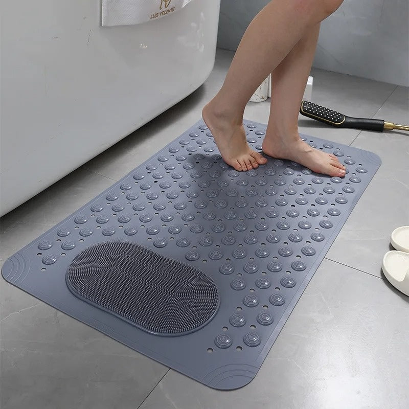 Non-slip shower mat – Built-in foot scrubber – Quick-drying – Bathroom safety essential 0