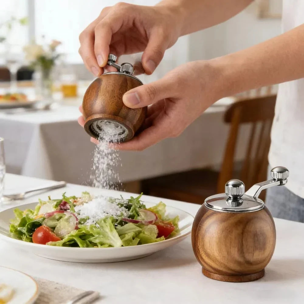 Nordic Wood Salt and Pepper Mill Set – Gentle Grinding 0