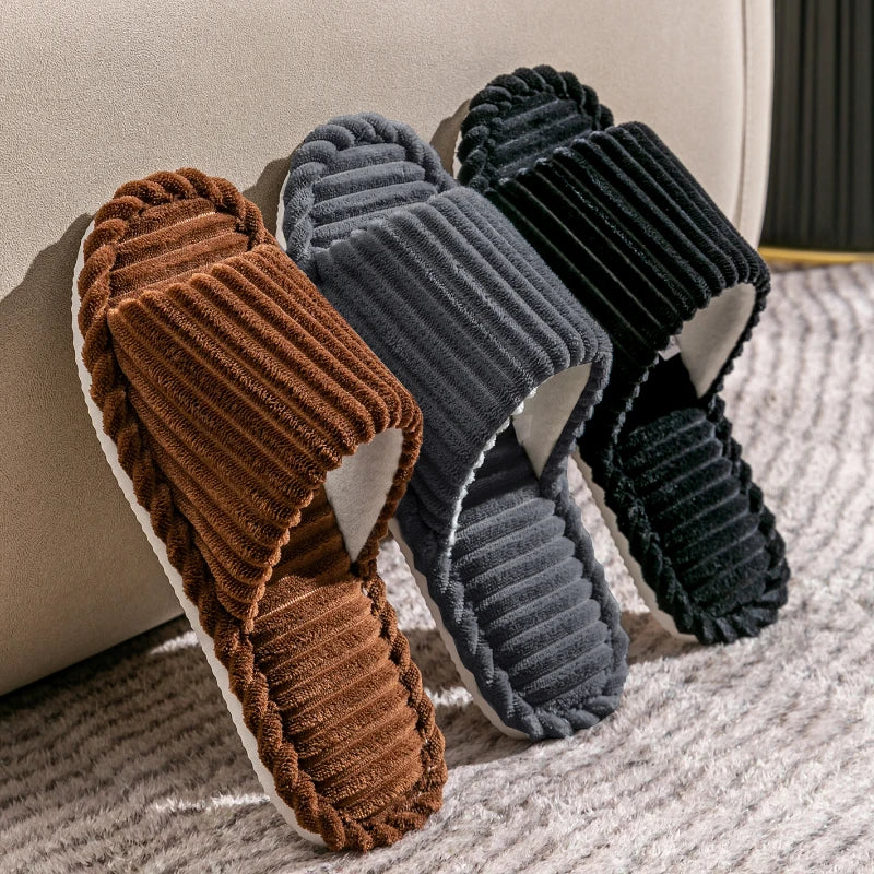 Open slippers featuring a striped design, crafted from breathable cotton material. The lightweight construction ensures comfort, while the stylish pattern adds a modern touch. Perfect for 1