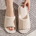 Open slippers featuring a stylish striped design, made from breathable cotton material. Ideal for comfort and ventilation, these slippers come in a soft color palette, perfect 6